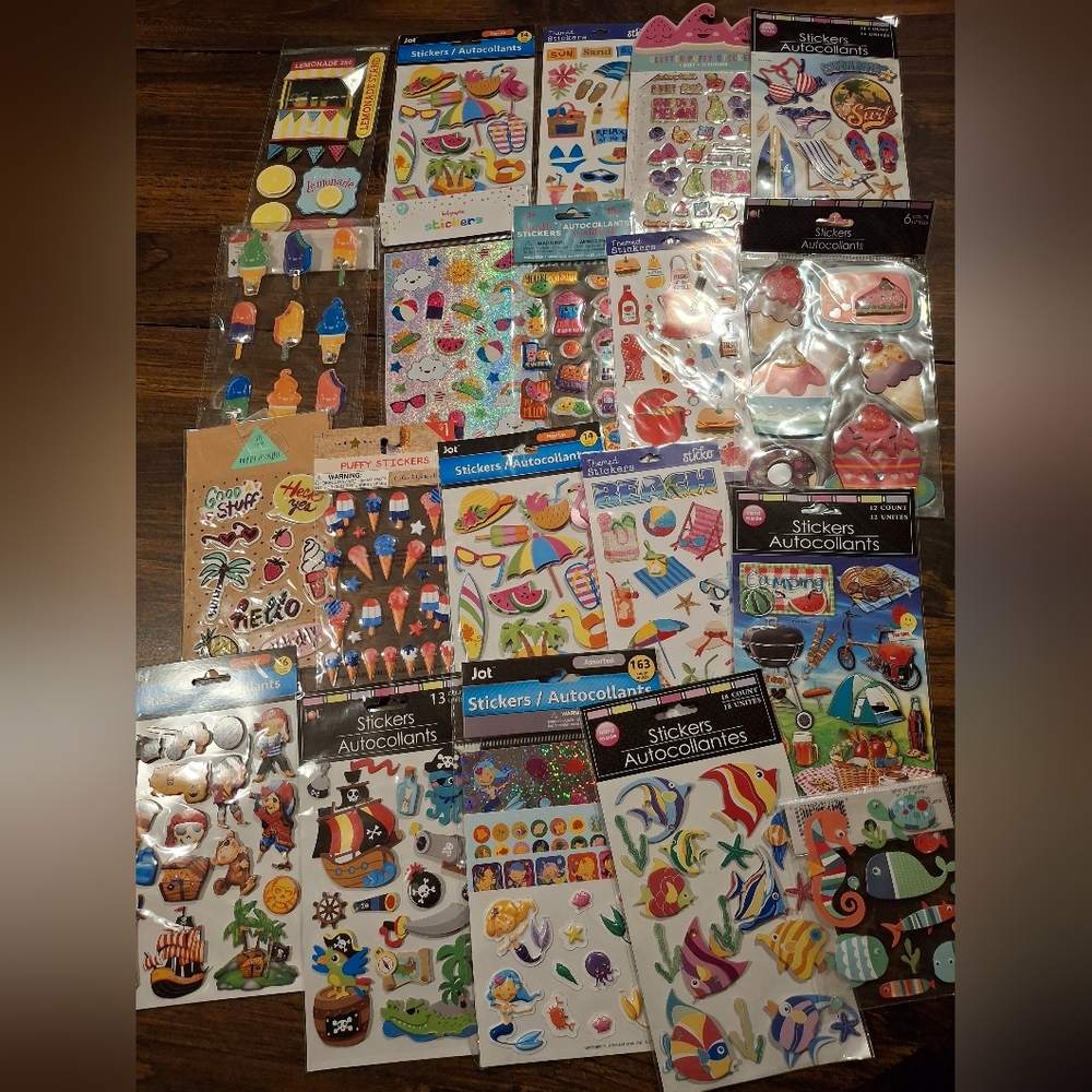 Sticker Lot Pack Scrapbook Embellishments Planner Puffy 3D Shaker Summer Beach p